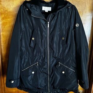 Michael Kors Black Hooded Rain Jacket